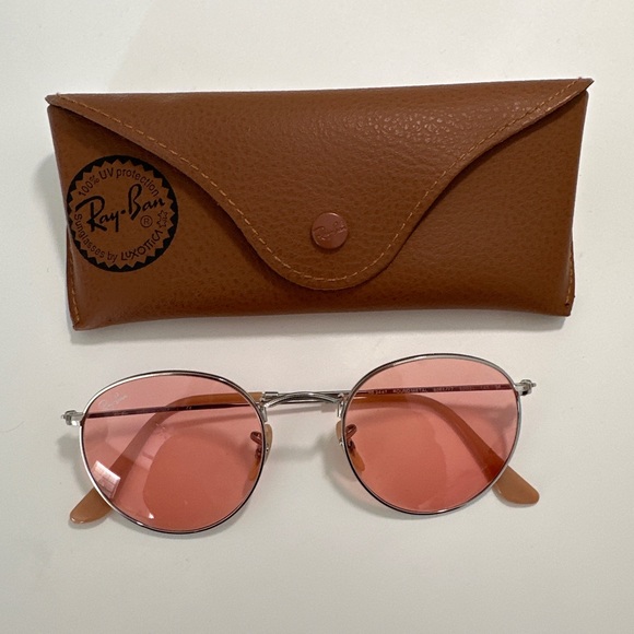 Raybans Round Light Pink or Rose with Silver hardware - Picture 2 of 3